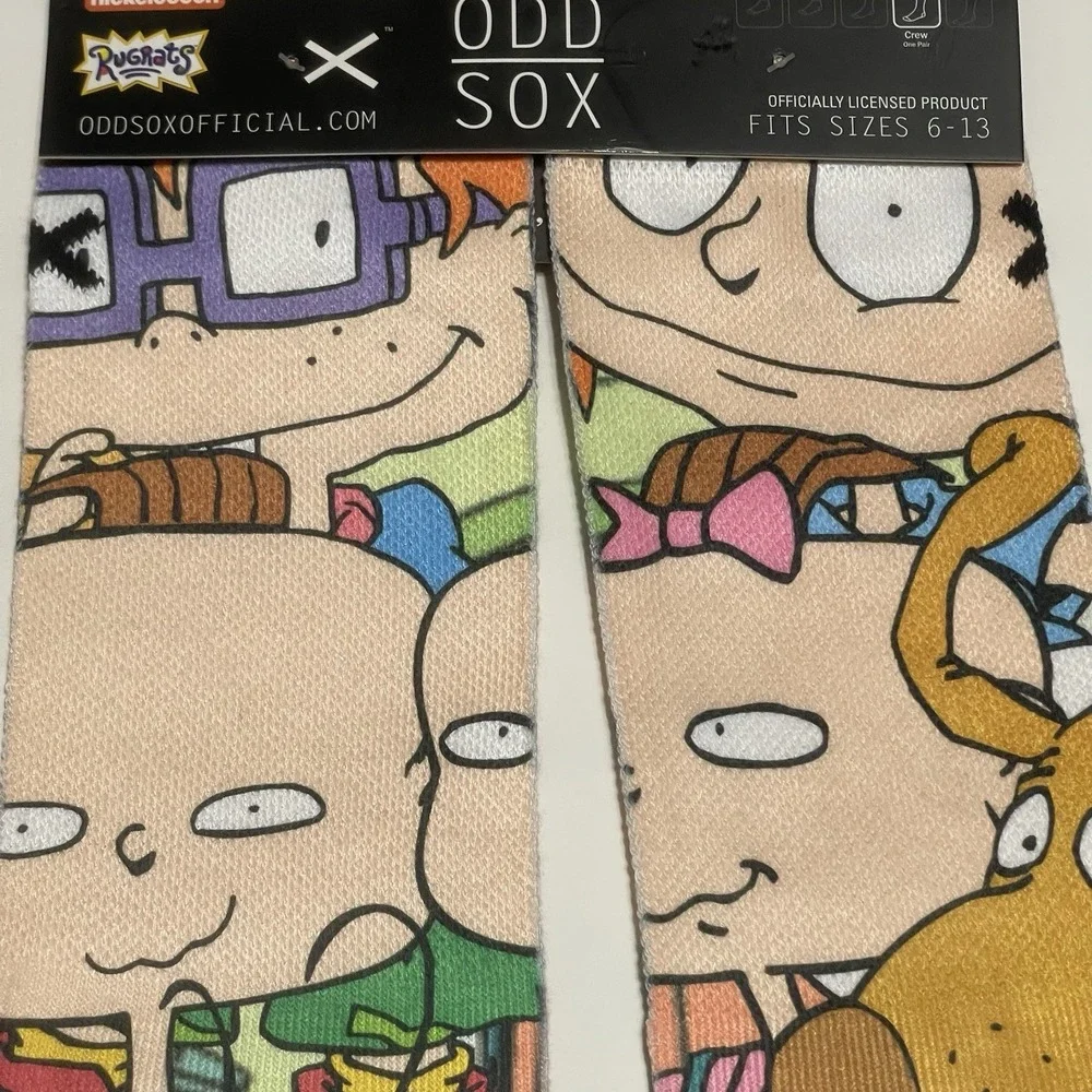 NEW‎ Odd Sox Unisex Crew Socks Rugrats 6-13 Orange Nickelodeon Cartoon Retro